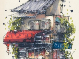 老旧建筑作品之美--马克笔手绘
